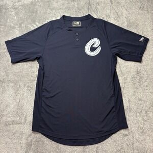 New Era Martinez 18 Baseball Jersey Mens Medium Navy Short Sleeve Athletic